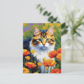 Carte postale Chat de style Monet (Debout devant)