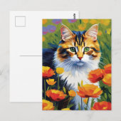 Carte postale Chat de style Monet (Devant / Derrière)
