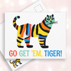 Carte Postale Chat de tigre coloré Inspiration Encouragement