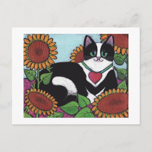 Carte Postale Chat de tournesol (Devant)