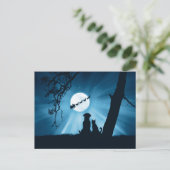 Carte Postale Chat de vacances Chien et Père Noël (Debout devant)