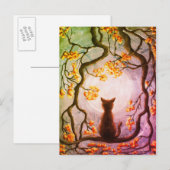 Carte Postale Chat de Whimsical dans l'art de peinture de Pleine (Devant / Derrière)