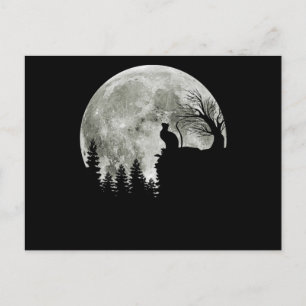 Carte Postale Chat debout Au Lune De Montagne Halloween