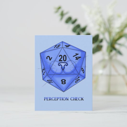 Carte Postale Chat. Dés 20. Vérification de la perception (Debout devant)