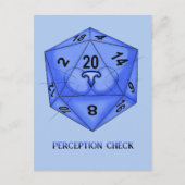 Carte Postale Chat. Dés 20. Vérification de la perception (Devant)