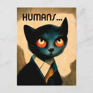 Carte Postale Chat déteste les humains   Art Humoristique Pour A
