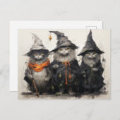 Carte Postale Chat d'Halloween (Devant / Derrière)