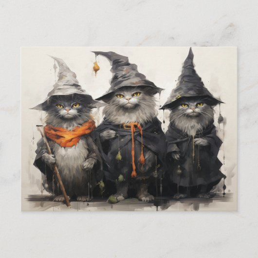 Carte Postale Chat d'Halloween (Devant)