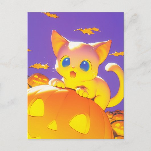 Carte Postale Chat d'Halloween (Devant)