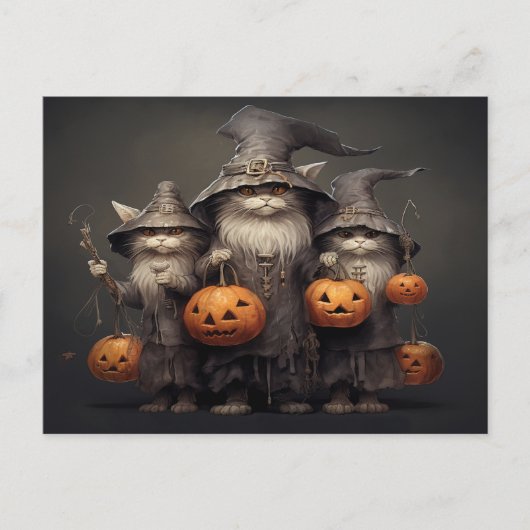 Carte Postale Chat d'Halloween (Devant)