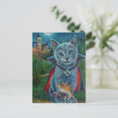 Carte Postale Chat d'Halloween et souris n° 3 Aquarelle Art (Debout devant)