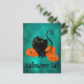 Carte Postale Chat d'Halloween mignon avec citrouilles (Debout devant)