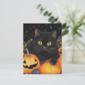Carte Postale Chat d'Halloween noir (Debout devant)