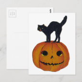 Carte Postale Chat d'Halloween vintage (Devant / Derrière)