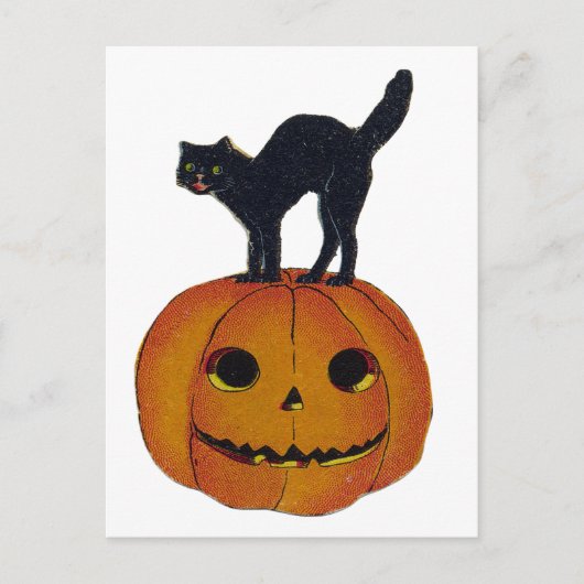 Carte Postale Chat d'Halloween vintage (Devant)
