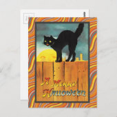 Carte Postale Chat d'Halloween vintage (Devant / Derrière)