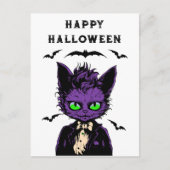 Carte Postale Chat d'Halloween violet (Devant)