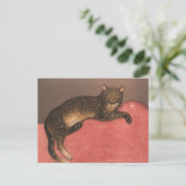 Carte Postale Chat d'hiver sur Cushion Vintage Portrait de chat (Debout devant)