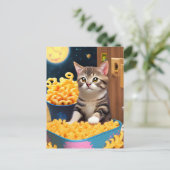 Carte Postale Chat drôle avec pâtes (Debout devant)