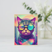 Carte Postale Chat Drôle Cool Psychédélique lunettes (Debout devant)