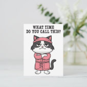Carte Postale Chat drôle couvre-feu manquant (Debout devant)