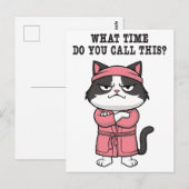 Carte Postale Chat drôle couvre-feu manquant (Devant / Derrière)