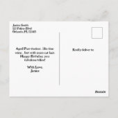 Carte Postale Chat Drôle d'Anniversaire avec Pull Peinture à l'E (Dos)