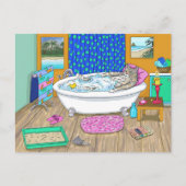 Carte Postale Chat drôle dans Bain 665 (Devant)