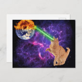 Carte Postale Chat drôle dans l'espace Galaxie Laser Earth (Devant / Derrière)