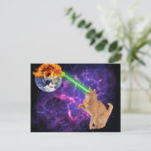 Carte Postale Chat drôle dans l'espace Galaxie Laser Terre (Debout devant)