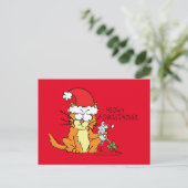 Carte Postale Chat drôle de dessin animé de Noël Mignon Souris (Debout devant)