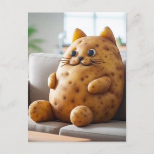 Carte Postale Chat drôle de pomme de terre sur canapé