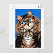 Carte Postale Chat drôle et chaton, Louis Wain (Devant / Derrière)