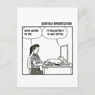 Carte Postale Chat drôle humour de travail de bureau bande dessi