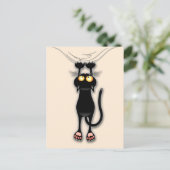 Carte Postale Chat drôle Personnage Grattant Tissu (Debout devant)