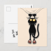 Carte Postale Chat drôle Personnage Grattant Tissu (Devant / Derrière)
