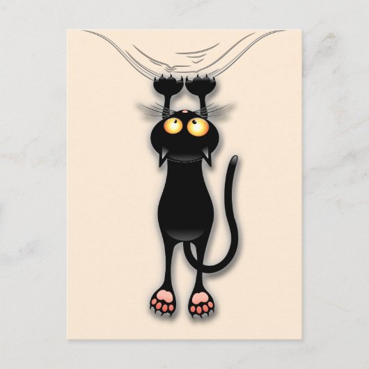 Carte Postale Chat drôle Personnage Grattant Tissu (Devant)