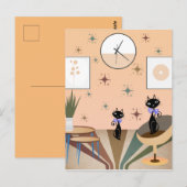 Carte Postale Chat Du Milieu Du Siècle Moderne (Devant / Derrière)