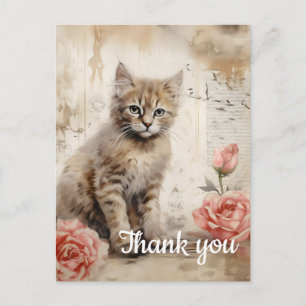 Carte Postale Chat duveteux Merci 13