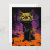 Carte Postale Chat éffrayant de Little Halloween (Devant / Derrière)