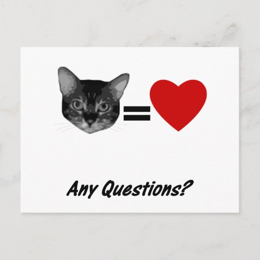 Carte Postale Chat égale amour (Devant)