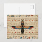 Carte Postale Chat égyptien - Bastet sur le papyrus (Devant / Derrière)