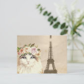 Carte Postale Chat élégant & Tour Eiffel (Debout devant)