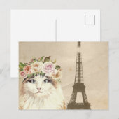 Carte Postale Chat élégant & Tour Eiffel (Devant / Derrière)