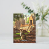 Carte Postale Chat en Ayutthaya Thaïlande Voyage (Debout devant)