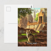 Carte Postale Chat en Ayutthaya Thaïlande Voyage (Devant / Derrière)