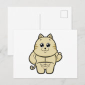 Carte Postale Chat en bodybuilder avec tablette de chocolat (Devant / Derrière)