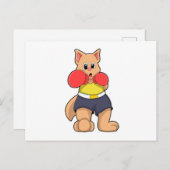 Carte Postale Chat en boxeur sur le ring (Devant / Derrière)