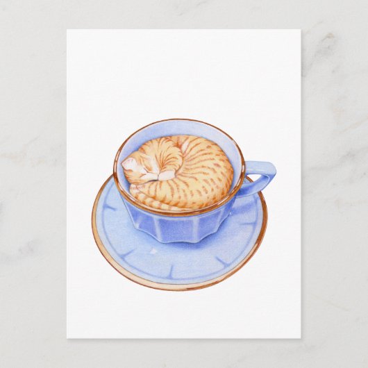 Carte Postale Chat en café (Devant)
