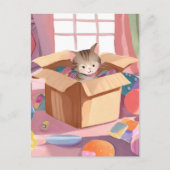 Carte Postale Chat en carton | Chat d'aquarelle Kitten (Devant)